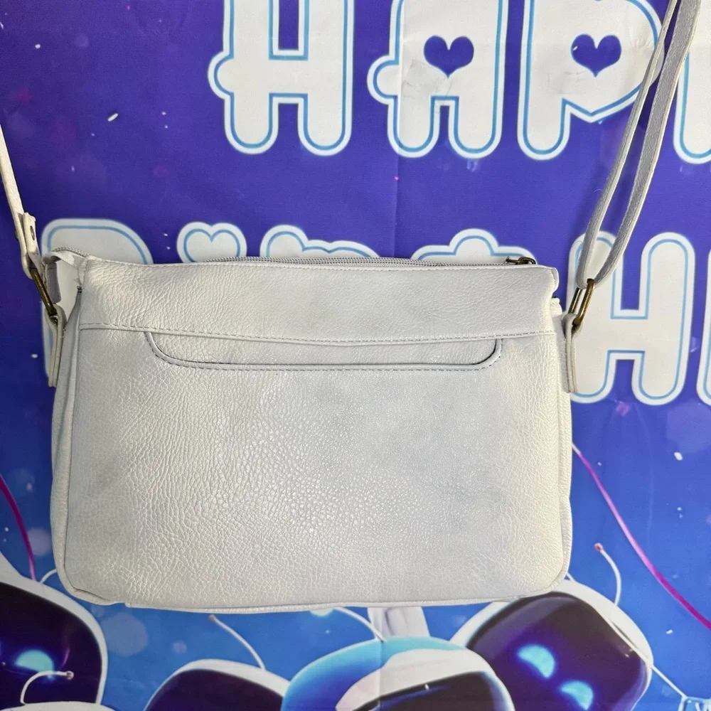 B.O.C.Light GrayCrossbody Bag Faux Leather Purse Small Zip Pocket Boho Stitching